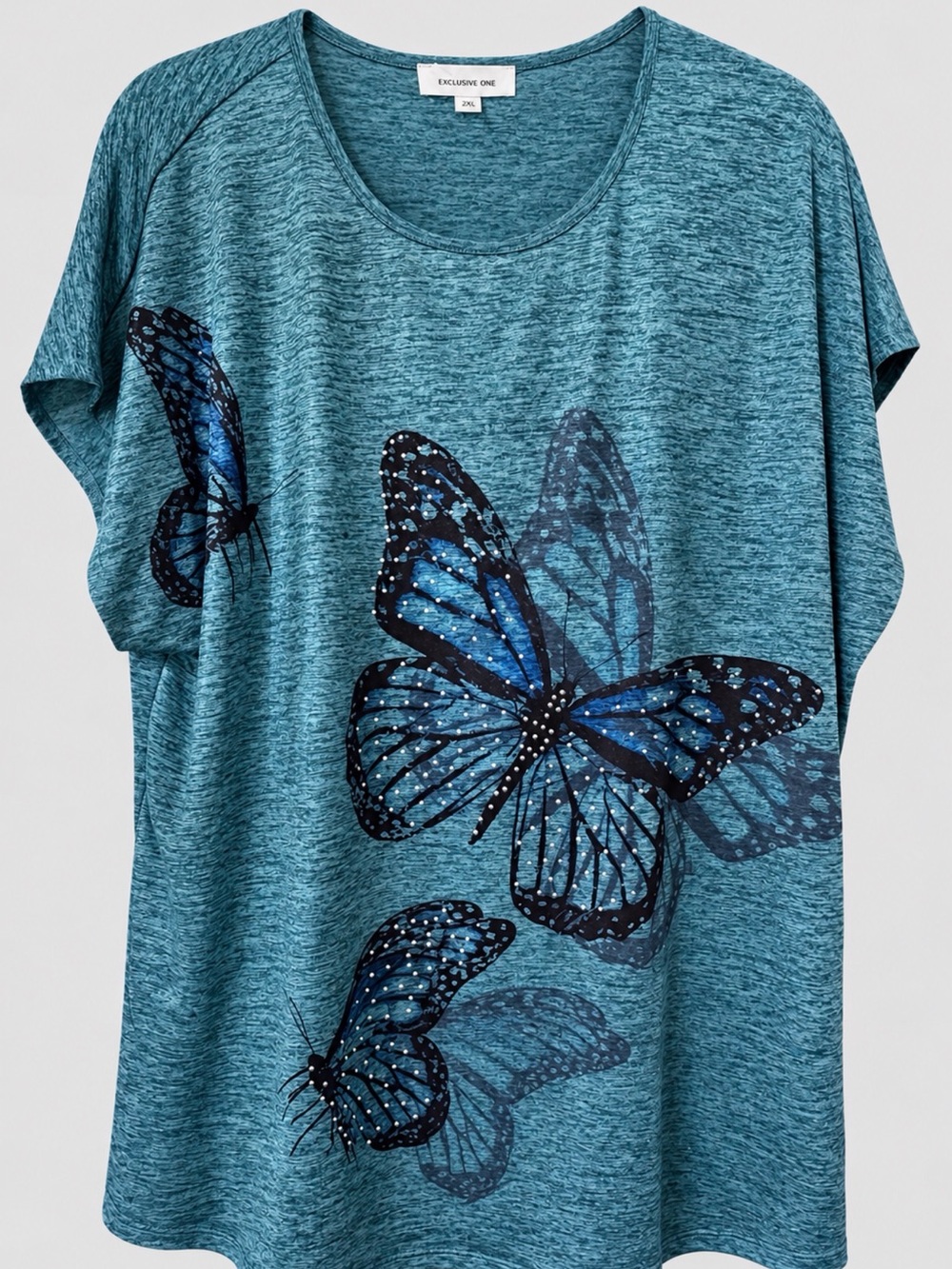 Teal Butterfly Print Women's Top